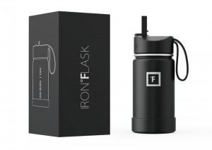 Iron Flask 14 Oz Kids Water Bottle Black | 592TGONFP