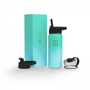 Iron Flask 18 Oz with Straw Lid Wide Mouth Bottle Blue | 018PNJQBY