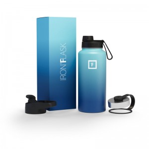 Iron Flask 32 Oz With Spout Lid Wide Mouth Bottle Blue | 421RFQZUB