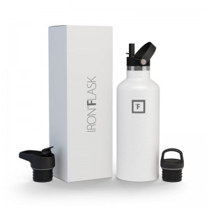 Iron Flask 32 Oz with Straw Lid Narrow Mouth Bottle White | 651JYUMEN