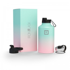 Iron Flask 64 Oz with Spout Lid Wide Mouth Bottle Bubble Gum | 207CKVRXG