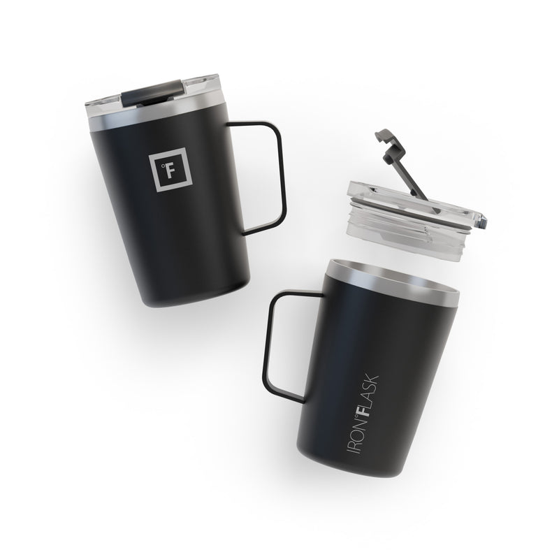 Iron Flask 12 Oz Grip Coffee Mugs Black | 492AJBCDY