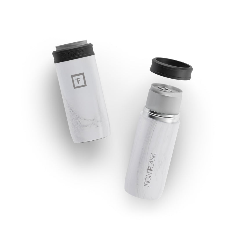 Iron Flask 12 Oz Slim Can Cooler Carrara Marble | 341HGVQTI
