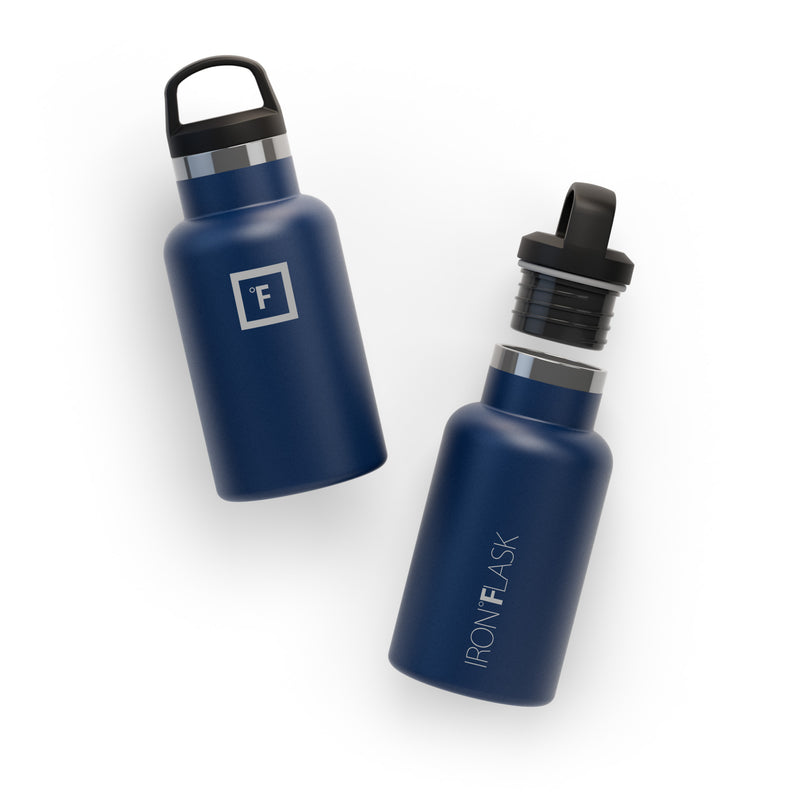 Iron Flask 12 Oz with Spout Lid Narrow Mouth Bottle Blue | 926MNGYJU