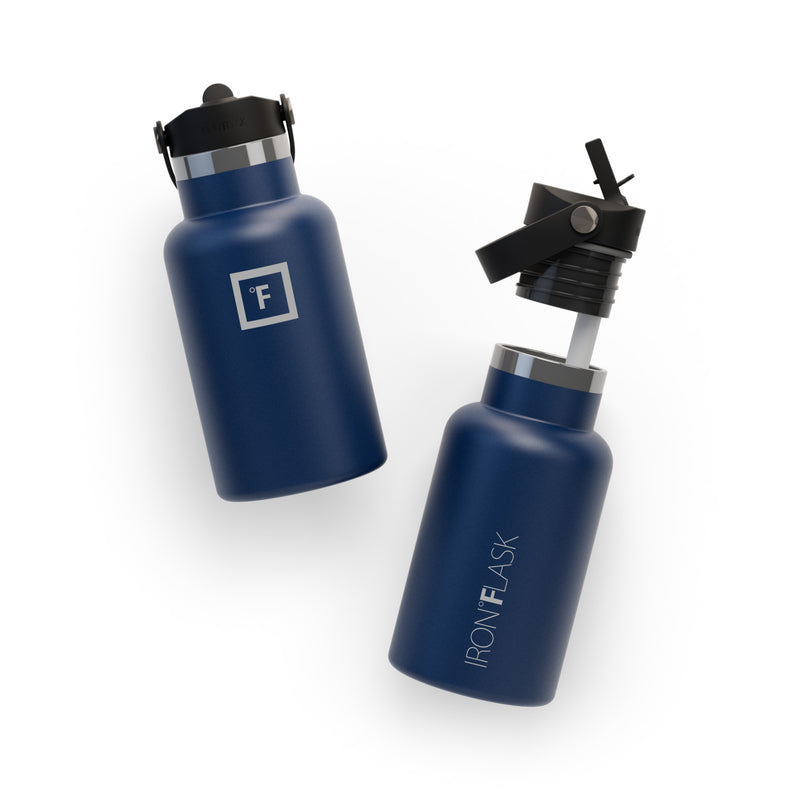 Iron Flask 12 Oz with Straw Lid Narrow Mouth Bottle Blue | 917WYLNCE