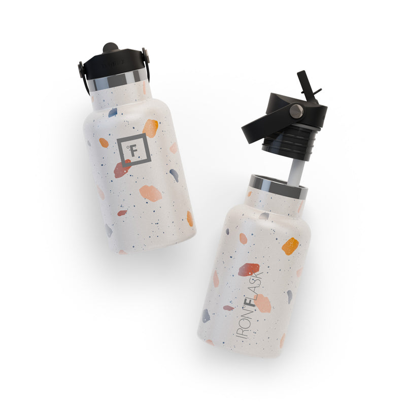 Iron Flask 12 Oz with Straw Lid Narrow Mouth Bottle Terrazzo | 617HPTZVE
