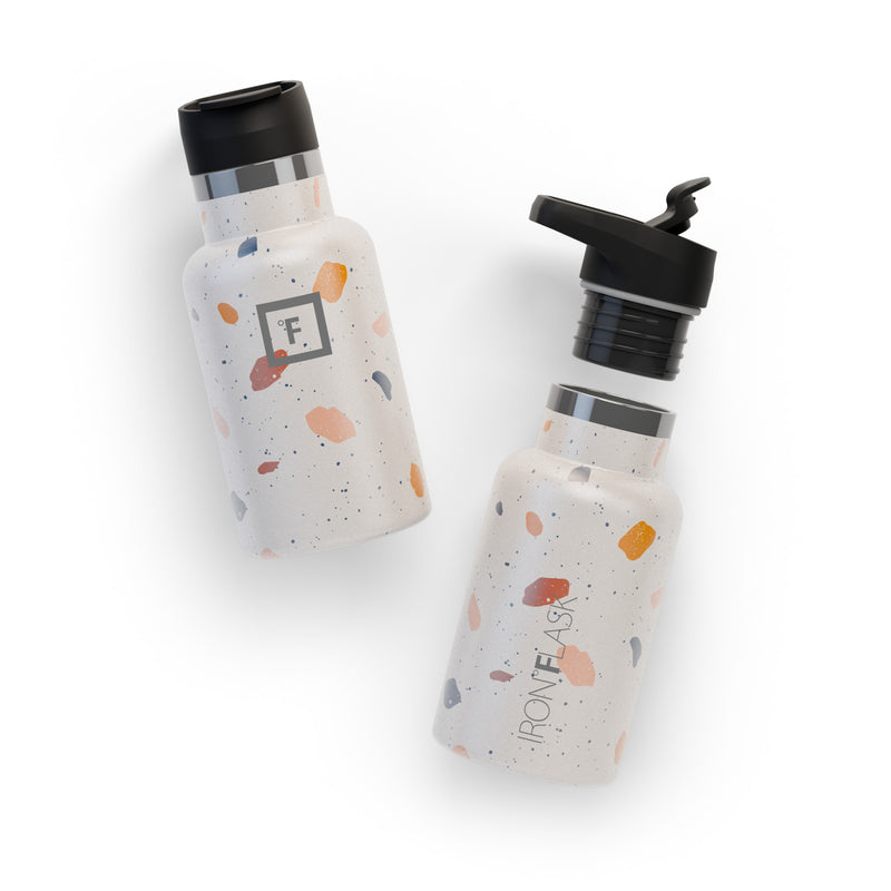 Iron Flask 12 Oz with Straw Lid Narrow Mouth Bottle Terrazzo | 617HPTZVE