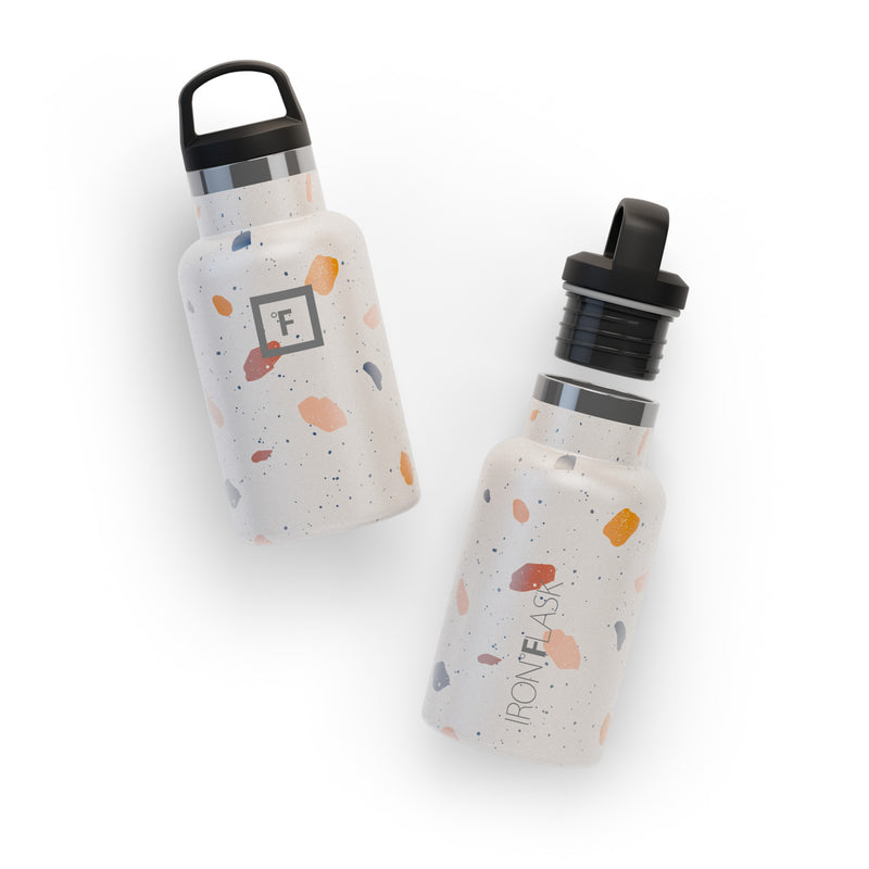 Iron Flask 12 Oz with Straw Lid Narrow Mouth Bottle Terrazzo | 617HPTZVE