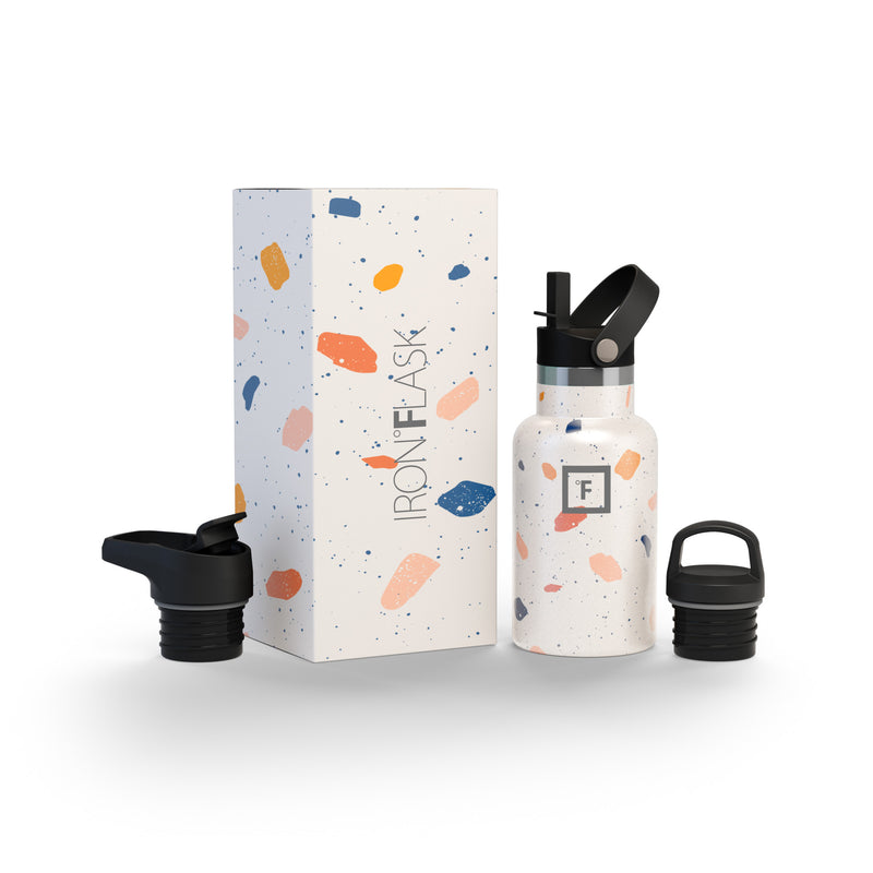 Iron Flask 12 Oz with Straw Lid Narrow Mouth Bottle Terrazzo | 617HPTZVE