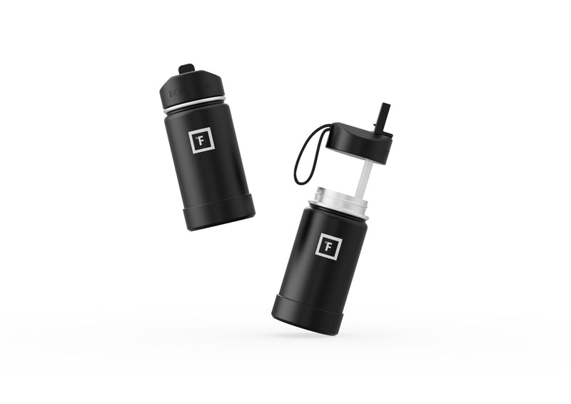 Iron Flask 14 Oz Kids Water Bottle Black | 592TGONFP