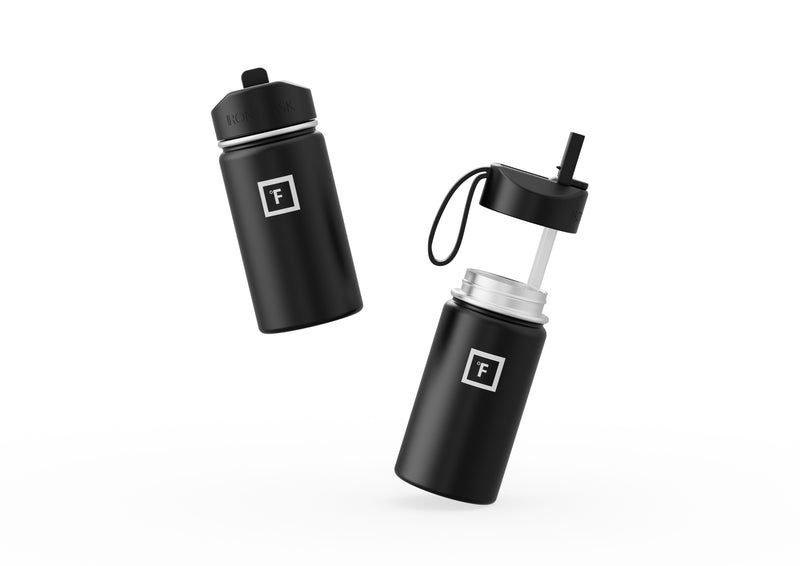 Iron Flask 14 Oz Kids Water Bottle Black | 592TGONFP