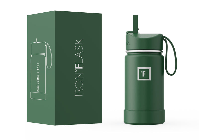 Iron Flask 14 Oz Kids Water Bottle Deep Green | 186FRSGDT