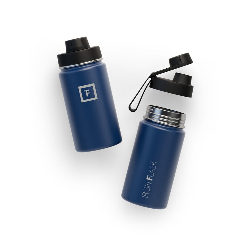 Iron Flask 14 Oz with Spout Lid Wide Mouth Bottle Blue | 843GMFLSE