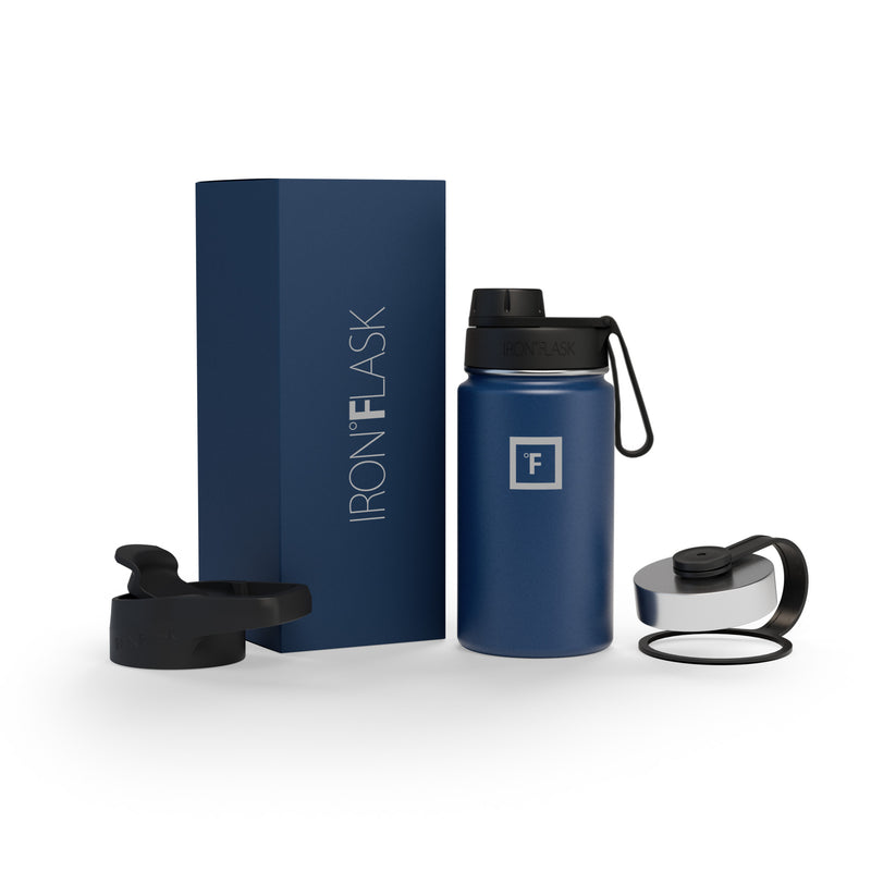 Iron Flask 14 Oz with Spout Lid Wide Mouth Bottle Blue | 843GMFLSE