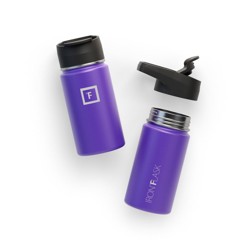 Iron Flask 14 Oz with Spout Lid Wide Mouth Bottle Purple | 017CLOAGK