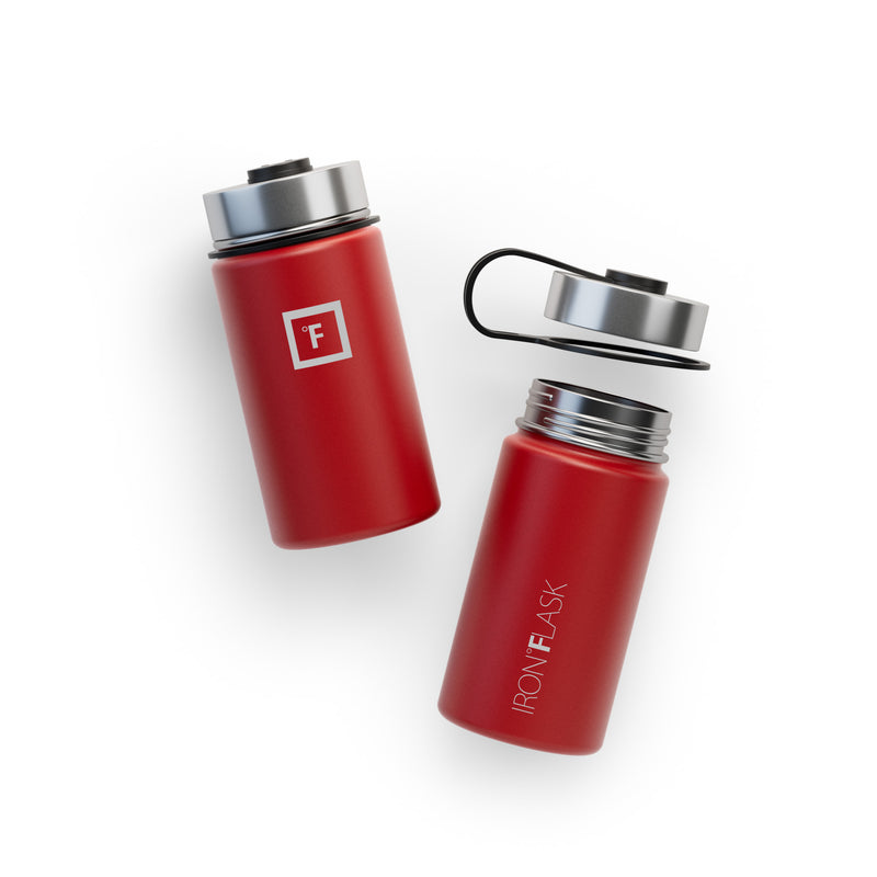Iron Flask 14 Oz with Straw Lid Wide Mouth Bottle Red | 508PMUZRX