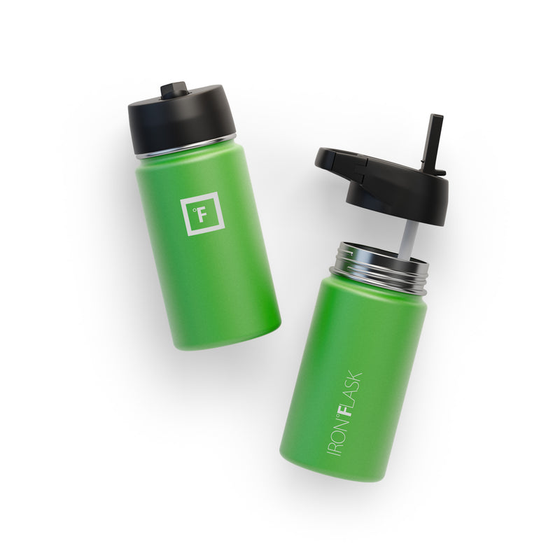 Iron Flask 14 Oz with Straw Lid Wide Mouth Bottle Green | 628ODTMZX