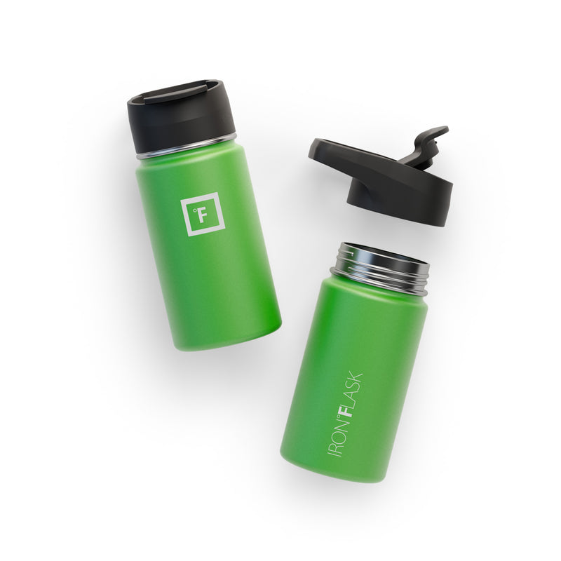 Iron Flask 14 Oz with Straw Lid Wide Mouth Bottle Green | 628ODTMZX
