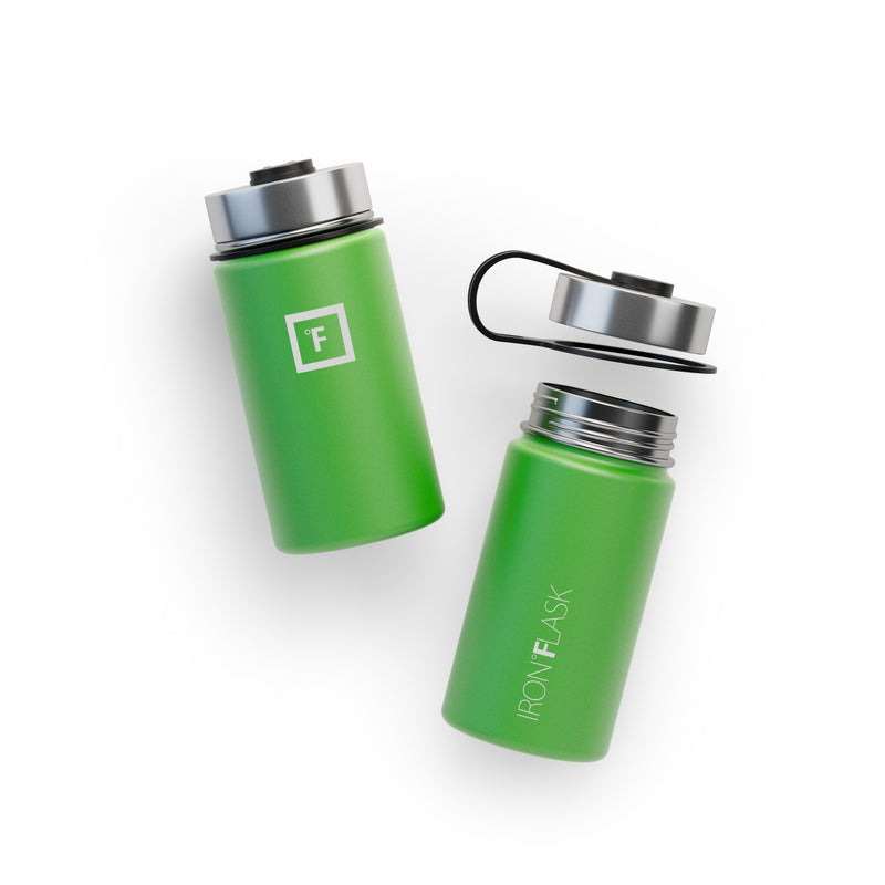 Iron Flask 14 Oz with Straw Lid Wide Mouth Bottle Green | 628ODTMZX