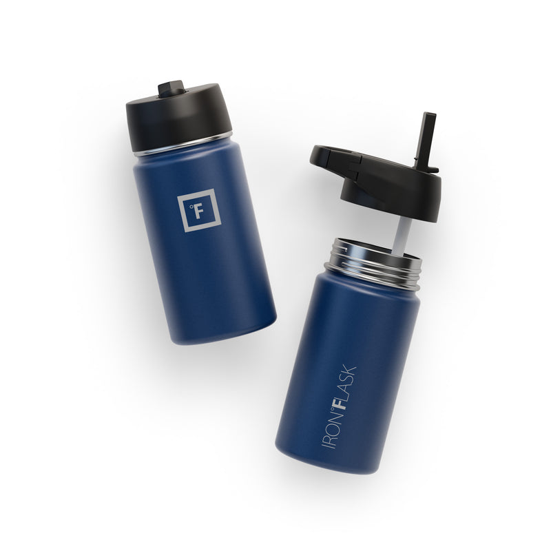 Iron Flask 14 Oz with Straw Lid Wide Mouth Bottle Blue | 824UWEKCJ