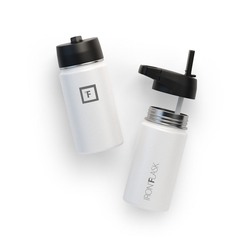 Iron Flask 14 Oz with Straw Lid Wide Mouth Bottle White | 754WYTLGV