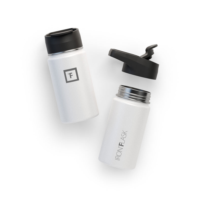 Iron Flask 14 Oz with Straw Lid Wide Mouth Bottle White | 754WYTLGV
