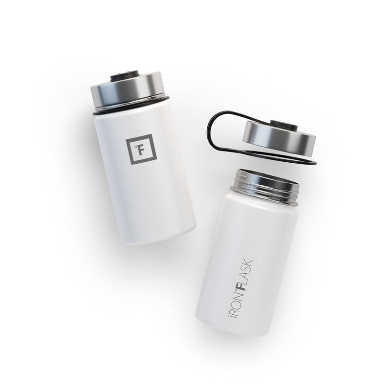 Iron Flask 14 Oz with Straw Lid Wide Mouth Bottle White | 754WYTLGV