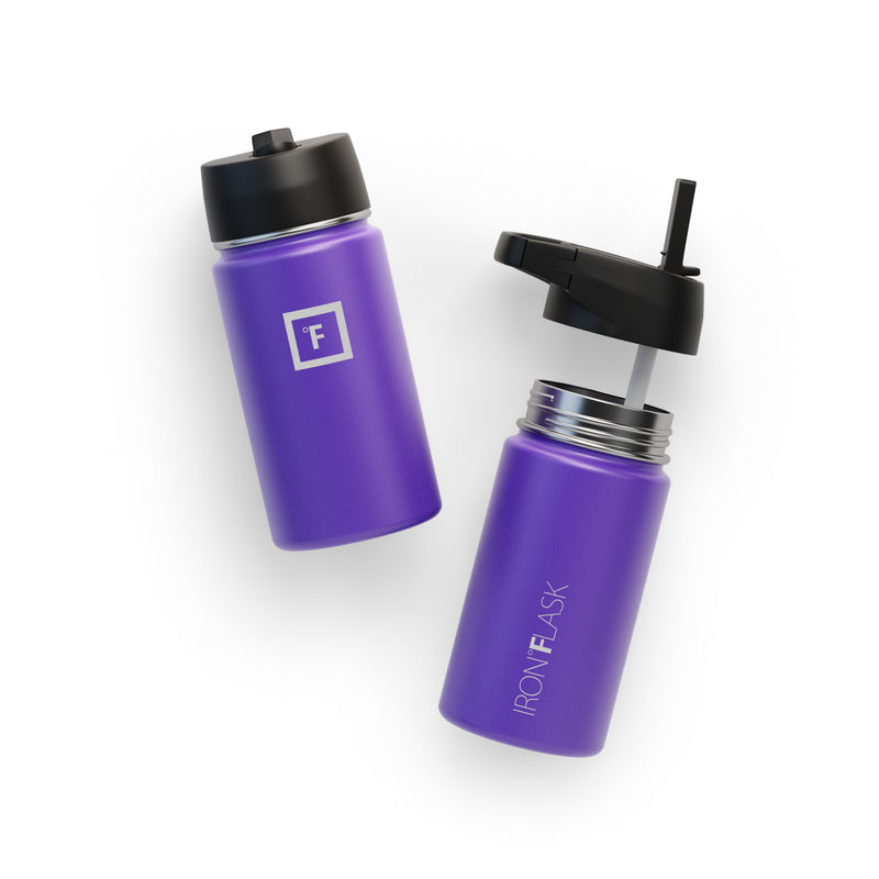 Iron Flask 14 Oz with Straw Lid Wide Mouth Bottle Purple | 650EYBXVQ