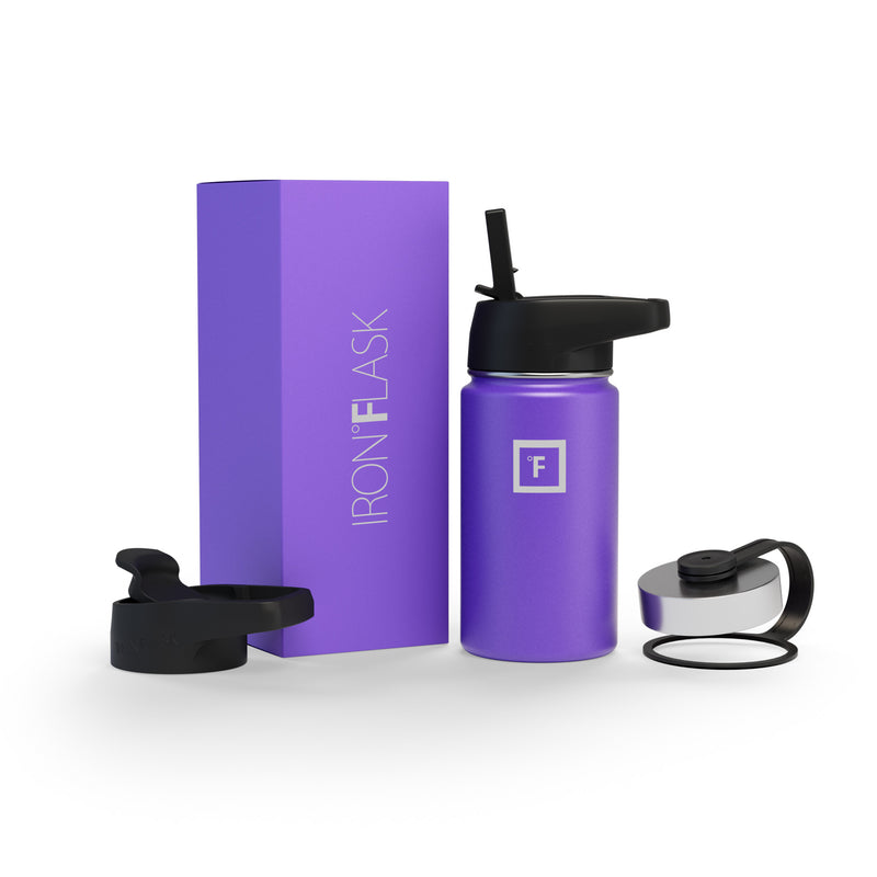 Iron Flask 14 Oz with Straw Lid Wide Mouth Bottle Purple | 650EYBXVQ
