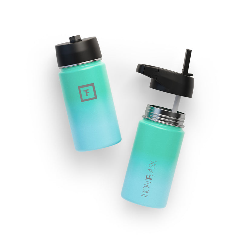 Iron Flask 14 Oz with Straw Lid Wide Mouth Bottle Blue | 956XLVZRM