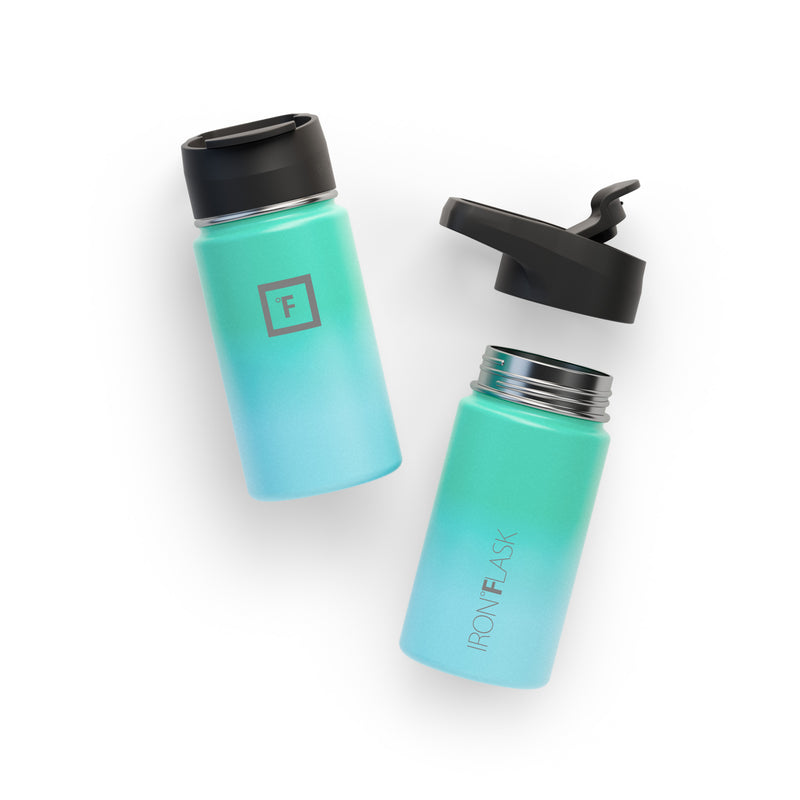 Iron Flask 14 Oz with Straw Lid Wide Mouth Bottle Blue | 956XLVZRM