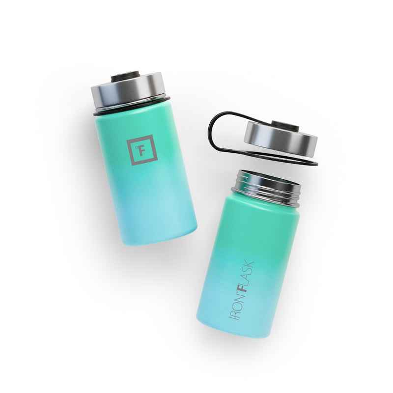 Iron Flask 14 Oz with Straw Lid Wide Mouth Bottle Blue | 956XLVZRM