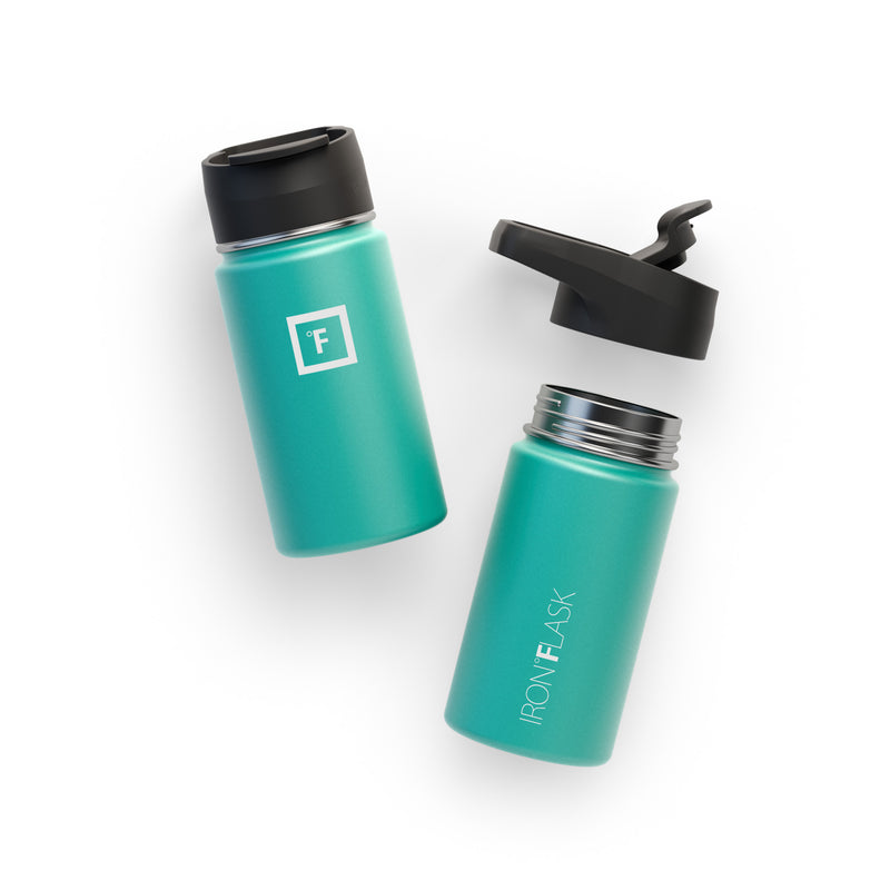 Iron Flask 14 Oz with Straw Lid Wide Mouth Bottle Turquoise | 263KDLHGX