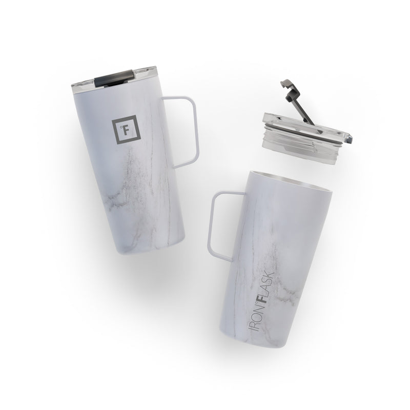 Iron Flask 16 Oz Grip Coffee Mugs Carrara Marble | 401DZAIJR