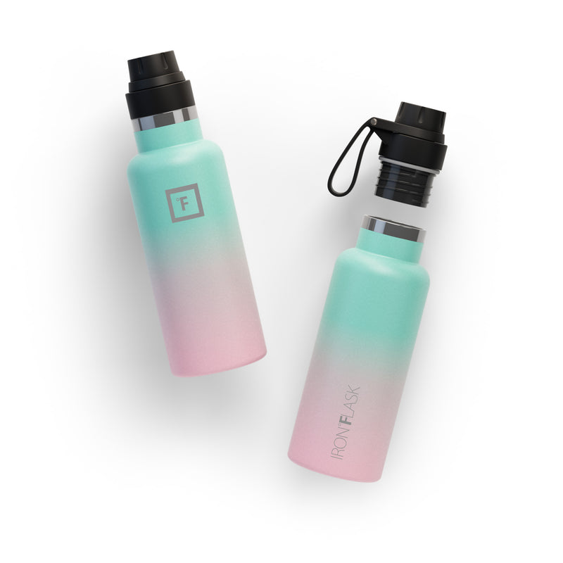 Iron Flask 16 Oz with Spout Lid Narrow Mouth Bottle Bubble Gum | 689NOAJDL