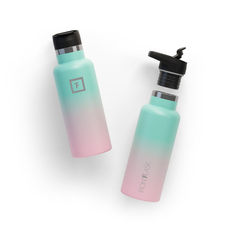 Iron Flask 16 Oz with Spout Lid Narrow Mouth Bottle Bubble Gum | 689NOAJDL