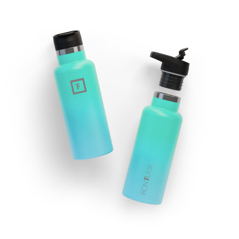 Iron Flask 16 Oz with Spout Lid Narrow Mouth Bottle Blue | 971AUPFJE