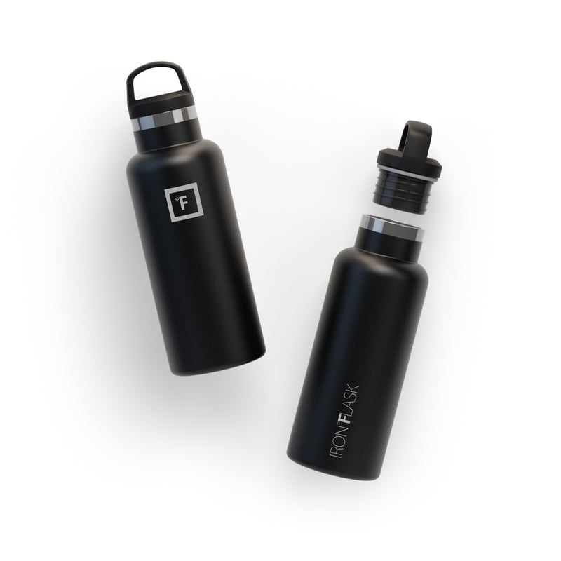Iron Flask 16 Oz with Straw Lid Narrow Mouth Bottle Black | 301VWDQZE