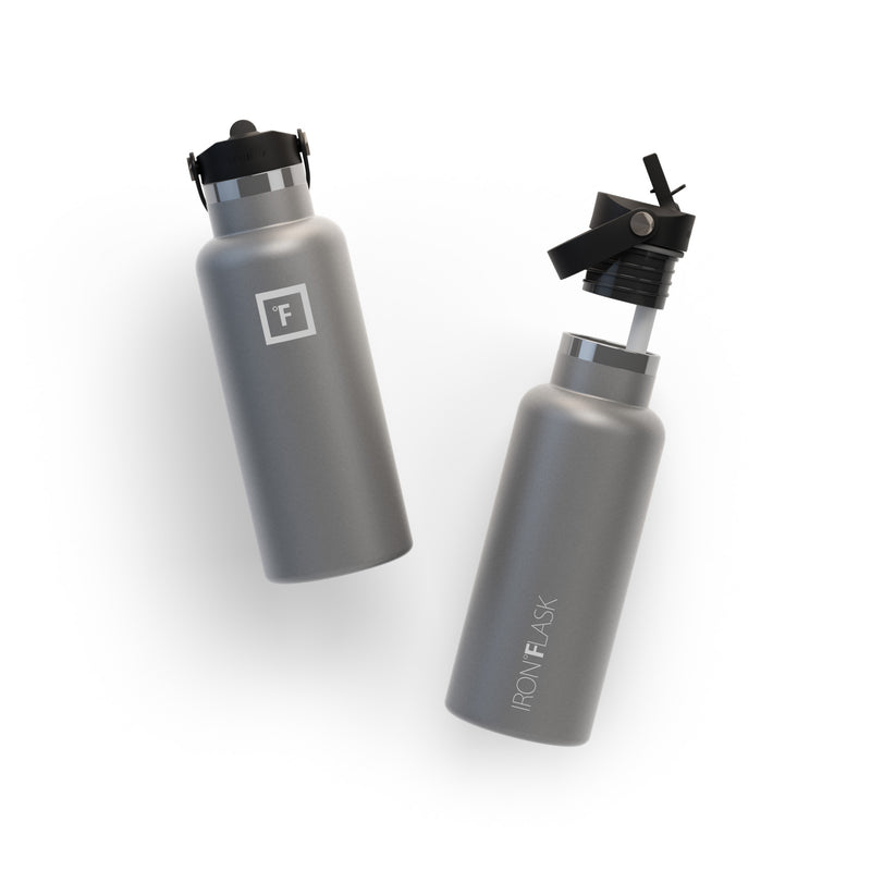 Iron Flask 16 Oz with Straw Lid Narrow Mouth Bottle Deep Grey | 413HPSWIK