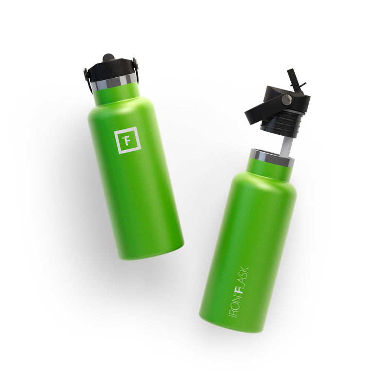 Iron Flask 16 Oz with Straw Lid Narrow Mouth Bottle Green | 806KNWLRT