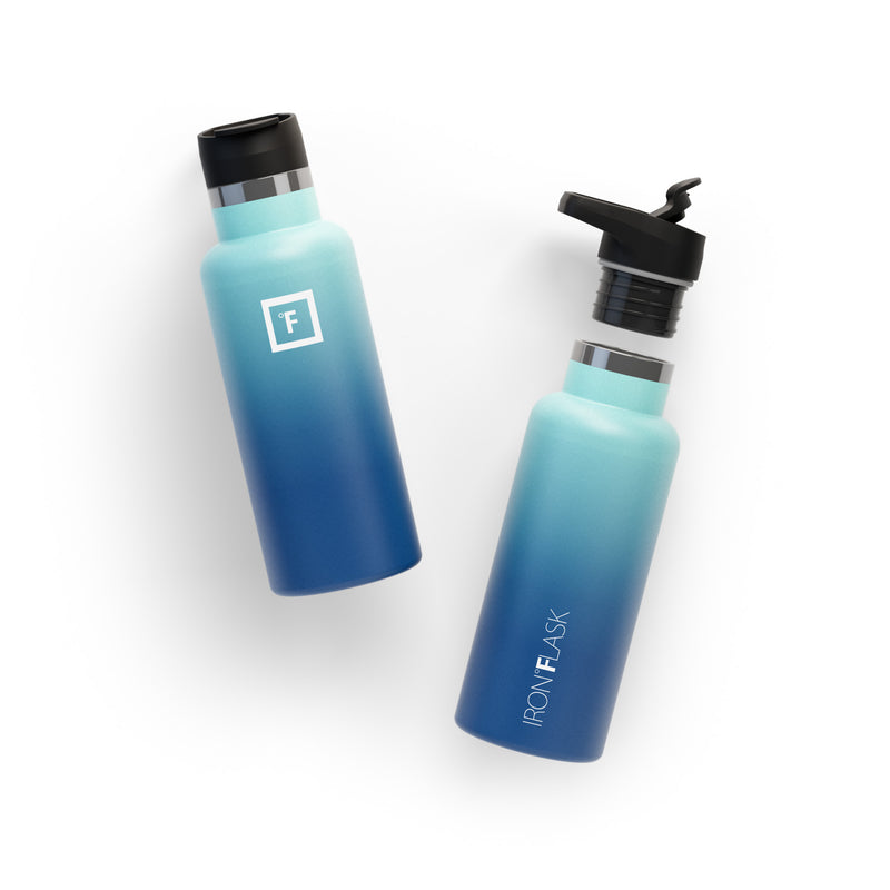 Iron Flask 16 Oz with Straw Lid Narrow Mouth Bottle Blue | 097CKZFMO