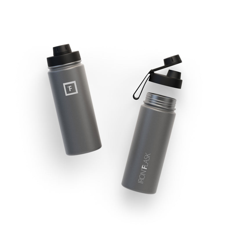 Iron Flask 18 Oz with Spout Lid Wide Mouth Bottle Deep Grey | 935NCZIVP