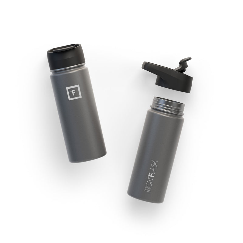 Iron Flask 18 Oz with Spout Lid Wide Mouth Bottle Deep Grey | 935NCZIVP