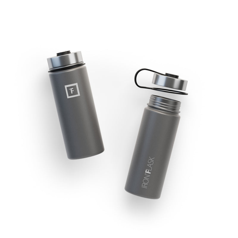 Iron Flask 18 Oz with Spout Lid Wide Mouth Bottle Deep Grey | 935NCZIVP