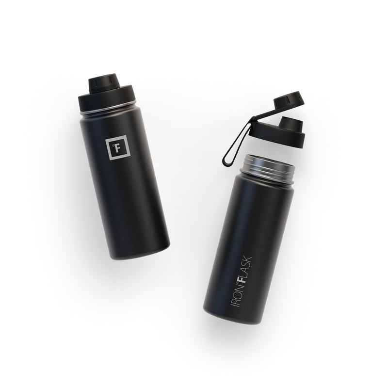 Iron Flask 18 Oz with Spout Lid Wide Mouth Bottle Black | 849USPGWF