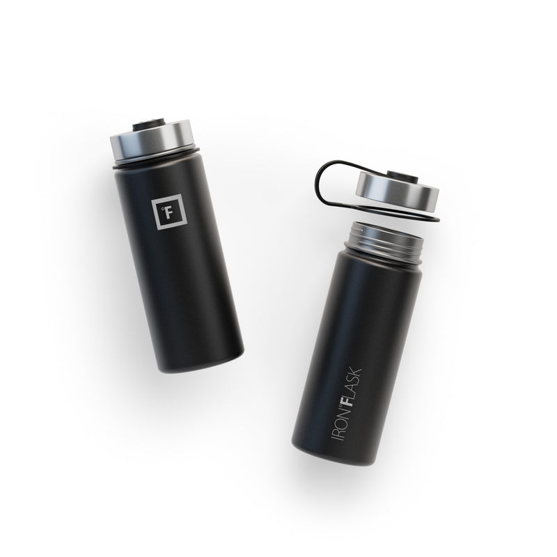 Iron Flask 18 Oz with Spout Lid Wide Mouth Bottle Black | 849USPGWF
