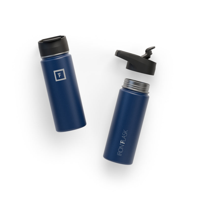 Iron Flask 18 Oz with Spout Lid Wide Mouth Bottle Blue | 610NXWAOZ