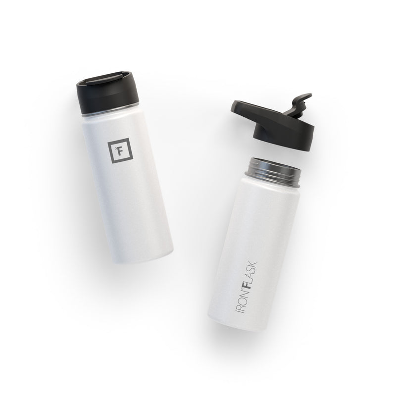 Iron Flask 18 Oz with Spout Lid Wide Mouth Bottle White | 536KJWHDG