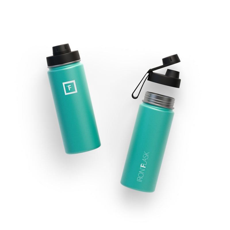Iron Flask 18 Oz with Spout Lid Wide Mouth Bottle Turquoise | 720TPJRXL