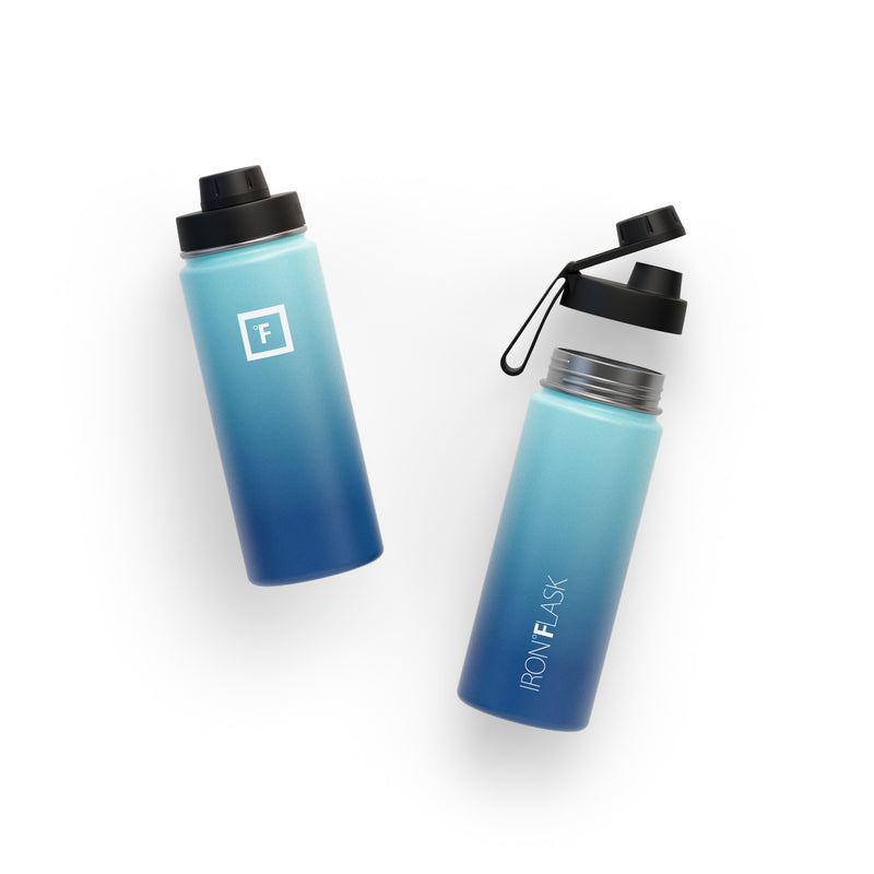 Iron Flask 18 Oz with Spout Lid Wide Mouth Bottle Blue | 709AOHDQN